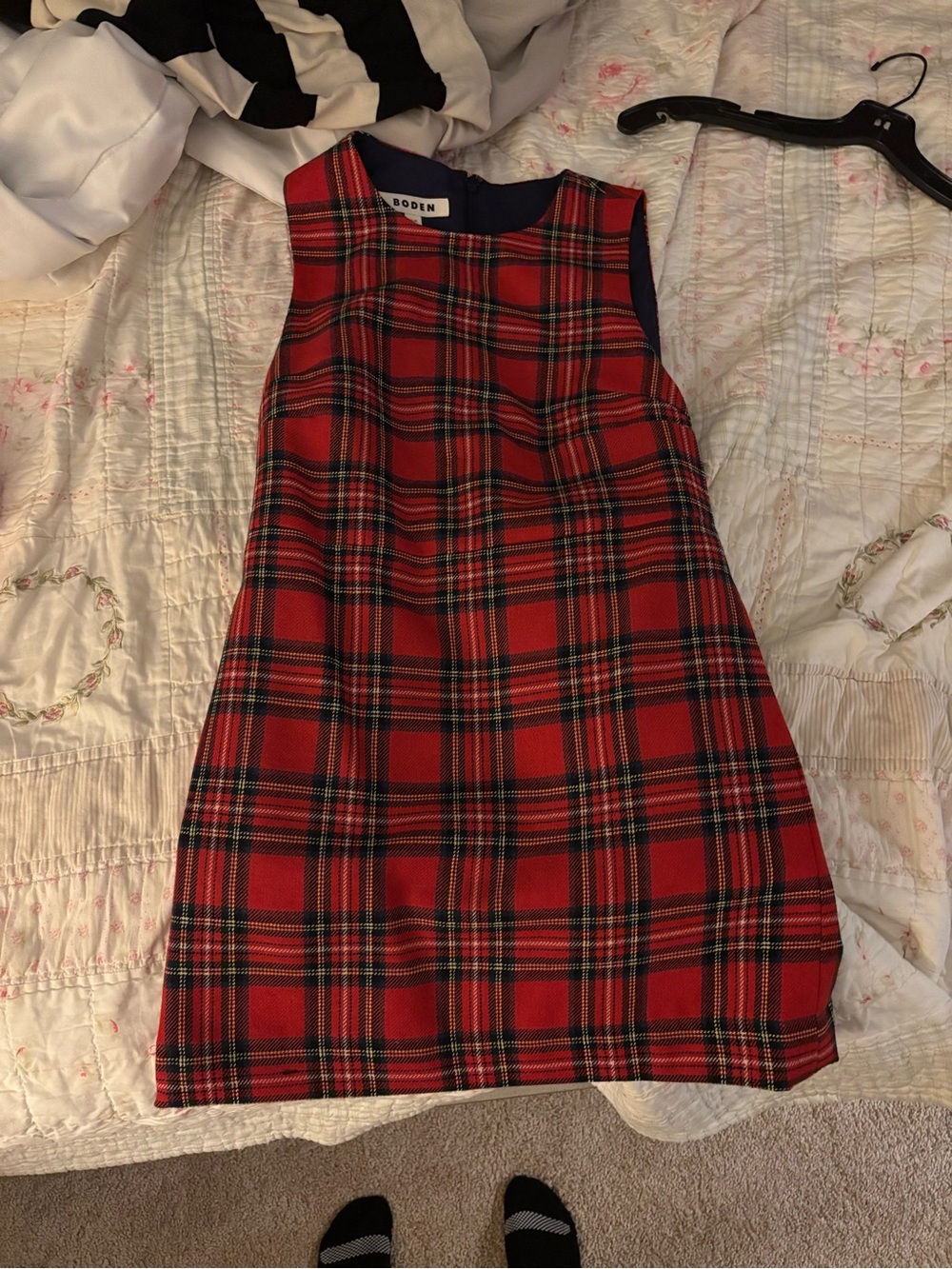 Boden Red wool Tartan Shift Dress